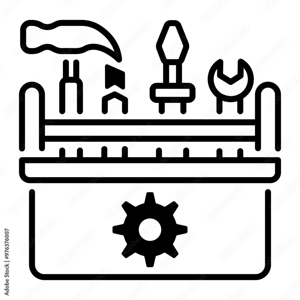 Wall mural toolbox icon in linear style