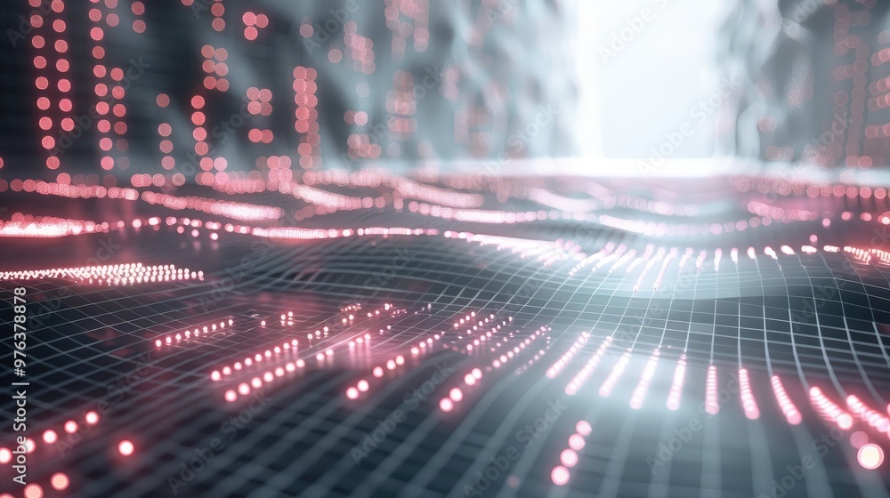 Poster abstract cyber grid glowing lines smooth futuristic background sharp details. generative ai.
