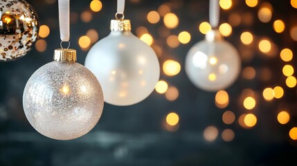 Silver Christmas Ornament with Bokeh Lights