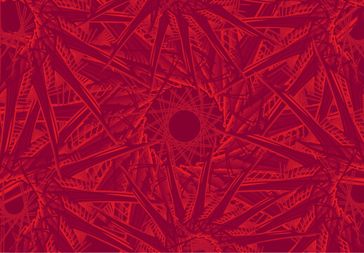 Red background created by floral motifs for textiles or prints. Linear tropical motifs for scrapbooking, tiles, fashion trends, invitation cards, dynamic posters, covers, business, fabric, etc. Vector