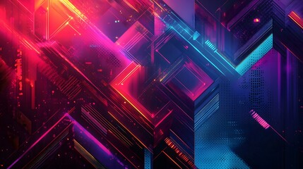 Fototapeta premium 幾何学的な輝くネオン