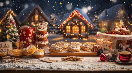 christmas gingerbread house with snowman