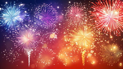 Naklejka premium colorful fireworks on the night sky