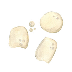 Balls of white cheese, mozzarella on a white background. Watercolor illustration, hand drawn in children's style. food, mozzarella, cheese, white cheese, slice, ingredient, product, kitchen, cooking