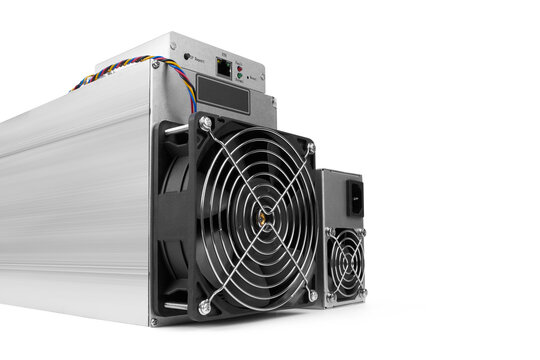 Cryptocurrency mining farm for bitcoin and altcoins mining. Isolated on white