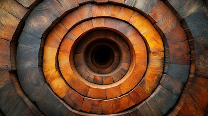 Fototapeta premium concentric wooden spiral pattern with rich textures, abstract art concept