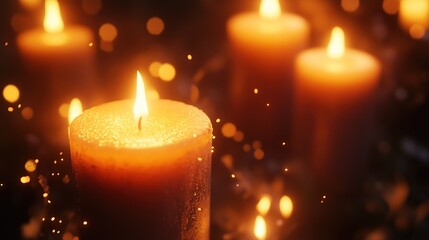 Several candles burning with limited depth of field