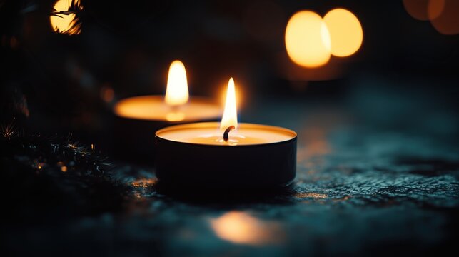 Several candles burning with limited depth of field - Powered by Adobe