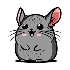 cute happy grey chinchilla cartoon illustration