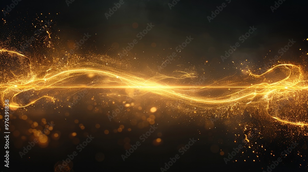 Poster gold glow streak line. generative ai.