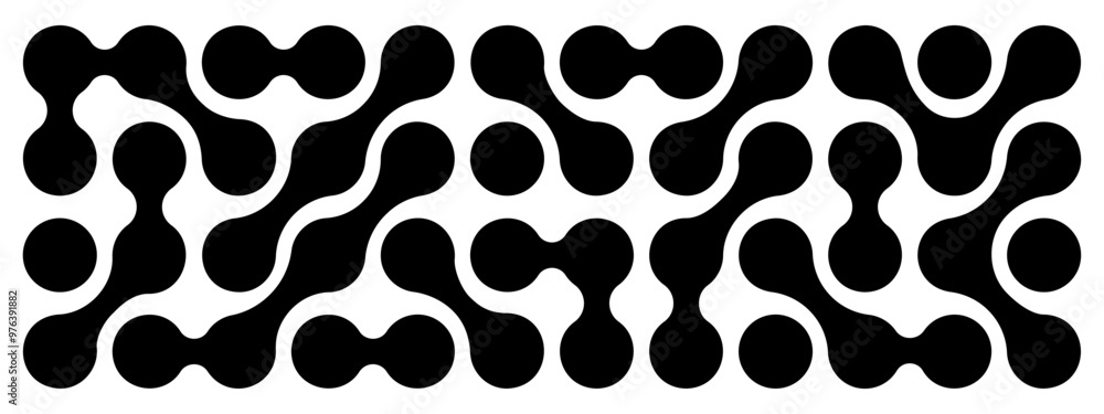 Wall mural meta balls pattern. connected liquid drops, organic blobs or amorphous shapes background. cells, neu