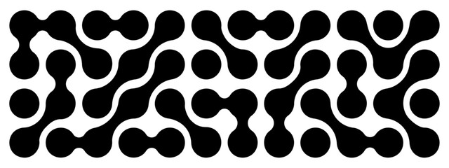 Obraz premium Meta balls pattern. Connected liquid drops, organic blobs or amorphous shapes background. Cells, neurons or molecules isolated on white background. Modern wallpaper. Vector graphic illustration.