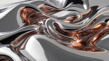  A mesmerizing swirl of smooth, reflective metallic surfaces creating an abstract, fluid pattern with intricate curves and waves