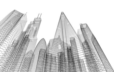 City buildings sketch 3d rendering
