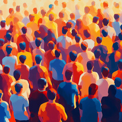 Vibrant crowd with warm colors