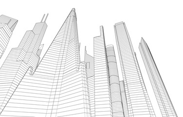 City buildings sketch 3d rendering