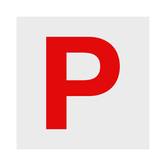 Red and white P plate provisional two driver sign used in Australia and the USA for new drivers to display on their car vector