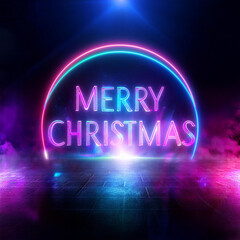 Neon light, the inscription "Merry Christmas!", Christmas card
