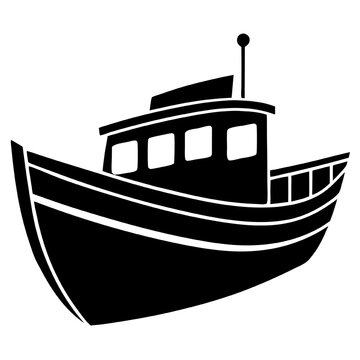 recommend clip art: Silhouette of a Sturdy Fishing Vessel