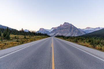 Scenic Mountain Road in Banff National Park, Alberta, Canada with Stunning Landscape Views