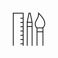 ruler pen brush icon sign vector