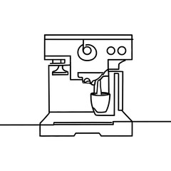 Fototapeta premium Coffee maker machine line art.