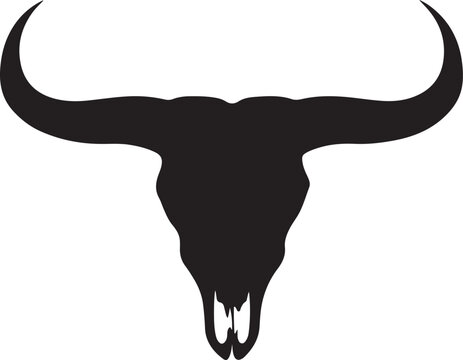 longhorn bull skull silhouette vector