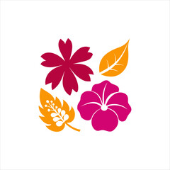 Bold Tropical Flower Silhouette Set for Exotic-Themed Designs, Wallpapers, and Fabric Prints