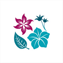 Bold Tropical Flower Silhouette Set for Exotic-Themed Designs, Wallpapers, and Fabric Prints
