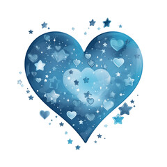 Heart Shape Made Of Blue Stars And Sparkles In A Magical Night Sky Theme