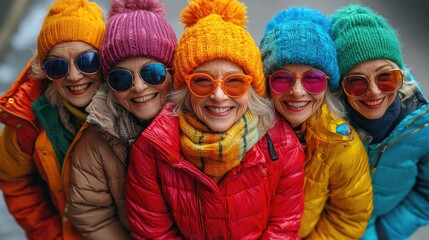 Funny old person portraits. 80s style outfit. Dab dance on colored backgrounds. Concept about seniority and old people