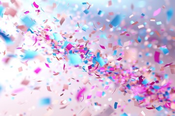 A joyous celebration with colorful confetti raining down in a festive atmosphere