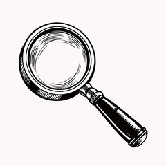 Magnifying glass, vintage style, scientific exploration, plain background, copy space
