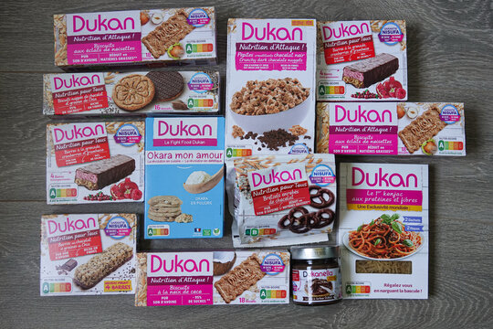 weight loss products using the Dukan method. Toulouse, France - July 11, 2024