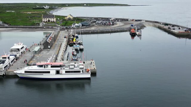  Inis Mor, Ireland looking at the Port and the Boats 