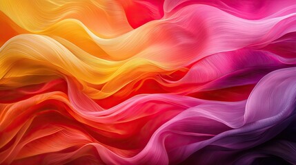 Obraz premium A vibrant abstract background featuring flowing silk textures in shades of orange, pink, and purple, perfect for artistic projects.