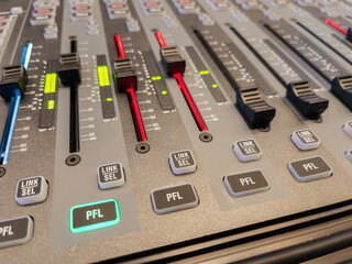 Professional Audio Mixing Console Close-Up View