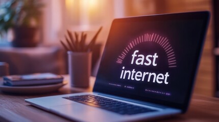 Fast fiber optic internet speed concept.  