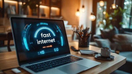 Fast fiber optic internet speed concept.  