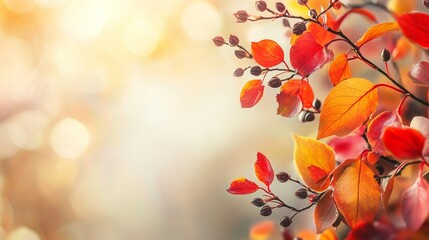 A beautiful autumn scene featuring colorful leaves on the right side, with ample space on the left for text. Perfect for fall-themed designs, nature, and seasonal content.