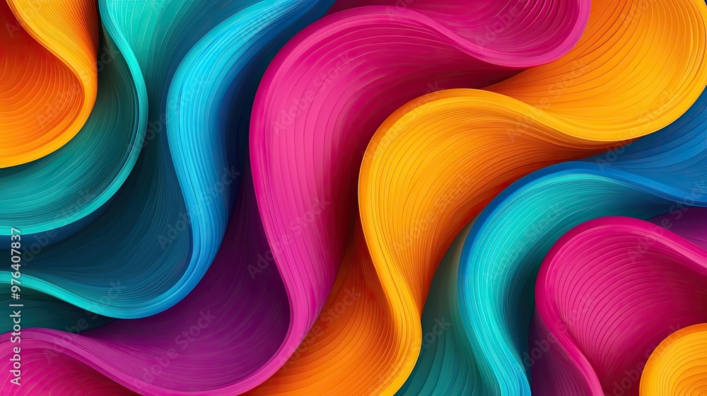 Poster vibrant abstract waves in bright colors create an energetic and dynamic visual, perfect for backgrou