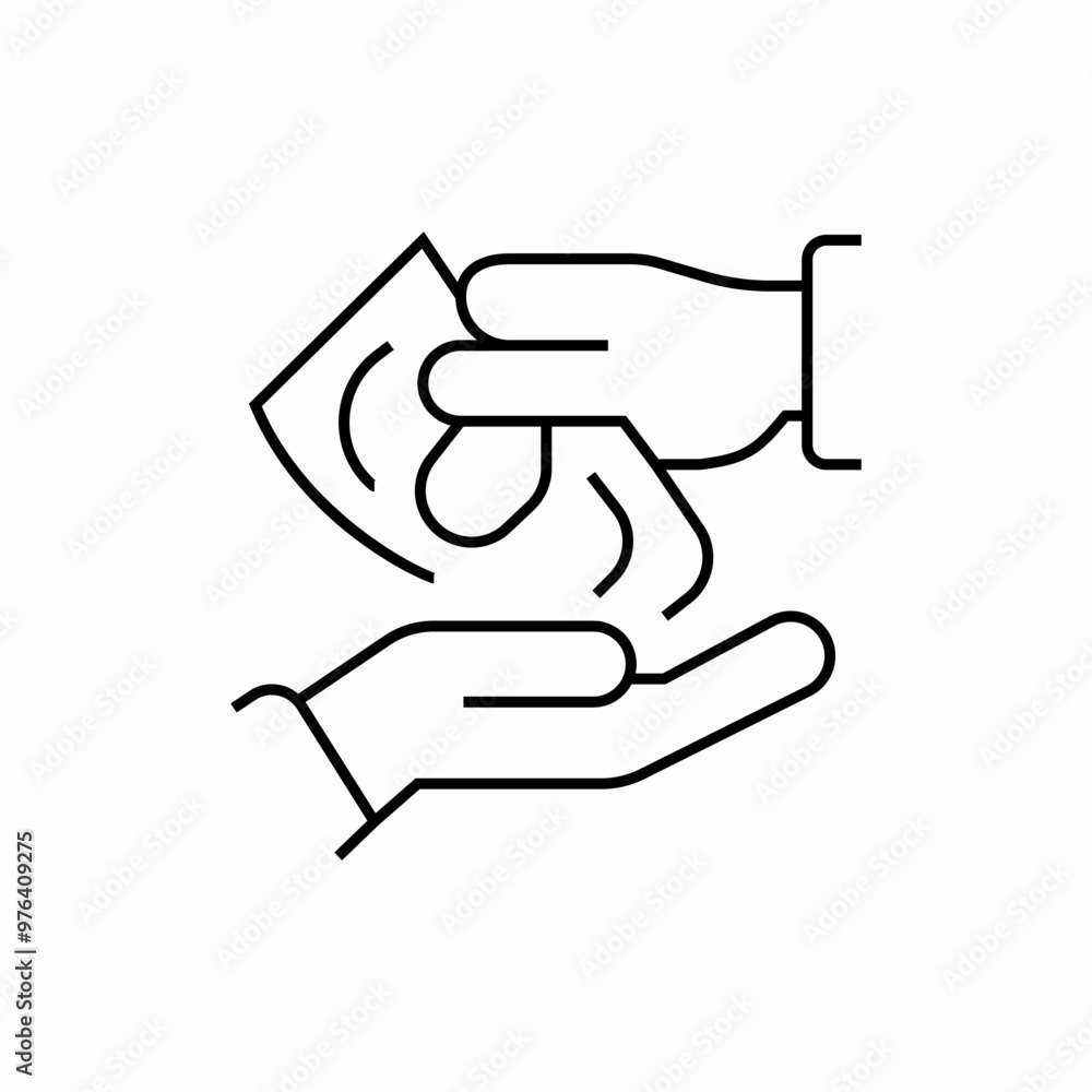 Sticker cash money payment hand to hand icon sign vector