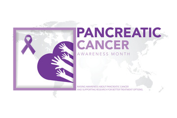 Pancreatic Cancer awareness month is observed every year in November. is a disease in which malignant cells form in the tissues of the pancreas. Vector illustration