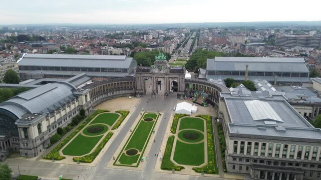 drone video Cinquantenaire Park Brussels Belgium europe