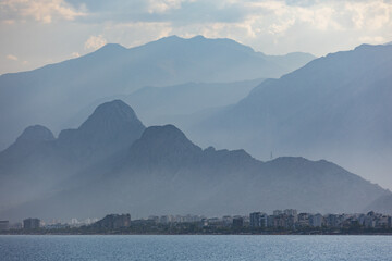 Turkey. Antalya. View of the mountains and the coast of Antalya.