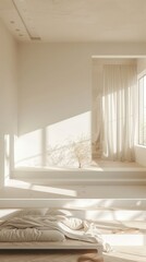Sunlit Minimalist Bedroom with Cozy Atmosphere