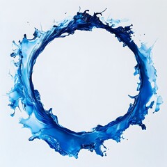 Round Circular Blue Liquid Water Splash
