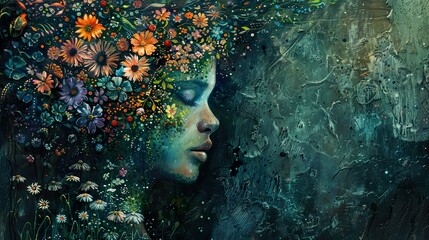 Floral Portrait: A Woman Embracing Nature