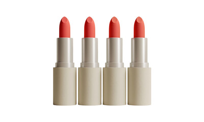 Fototapeta premium Row of Elegant Coral Lipsticks isolated on transparent background