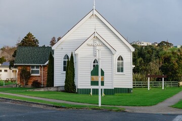 Historic pioneer church in Raglan, Waikato, New Zealand.